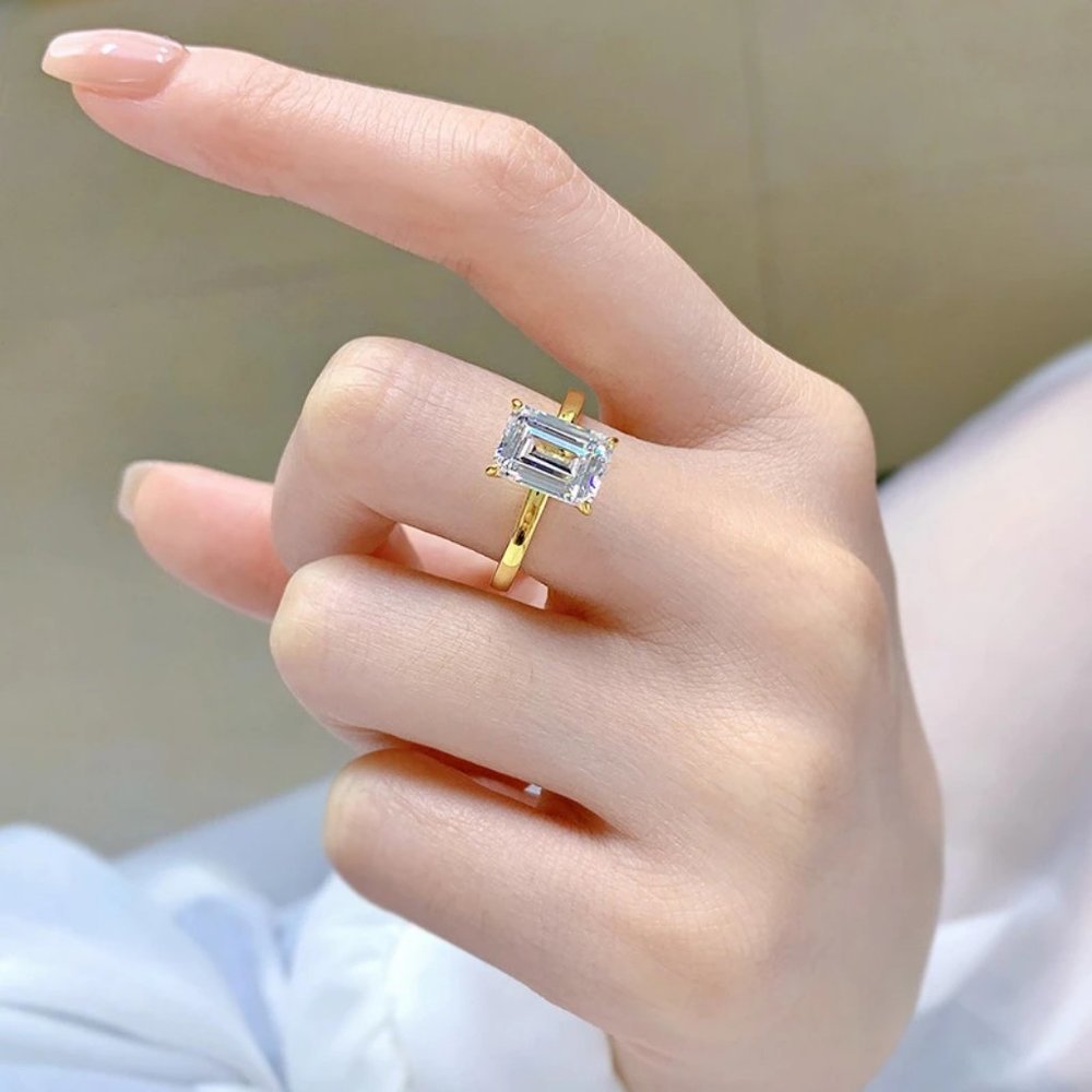 Certified 2.5 ct. t.w. Moissanite Diamond Emerald Cut Engagement Ring NEW - Picture 7 of 15